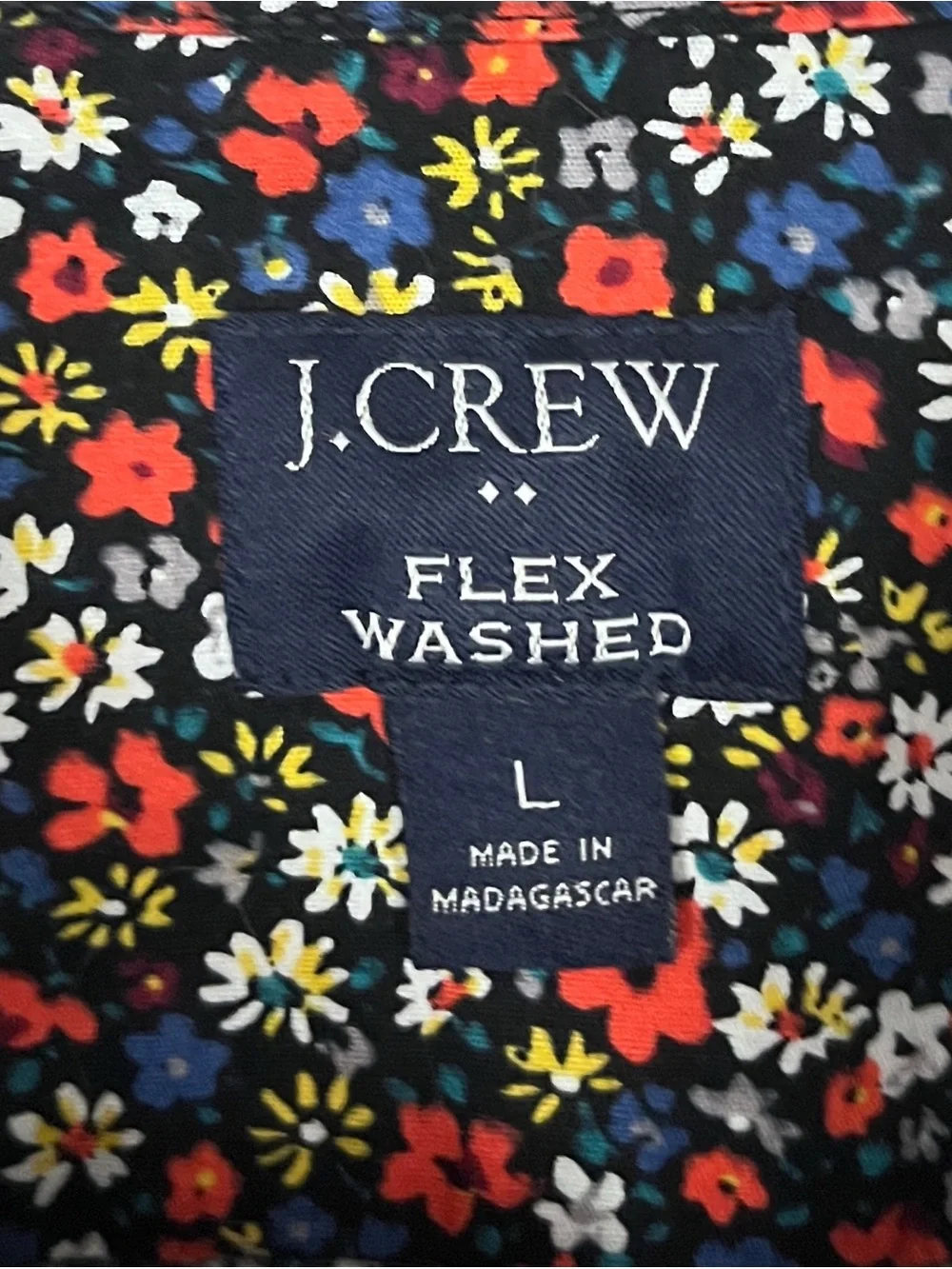 J. Crew Flex Washes Men’s L Navy Micro Floral Short Sleeve Button-Down